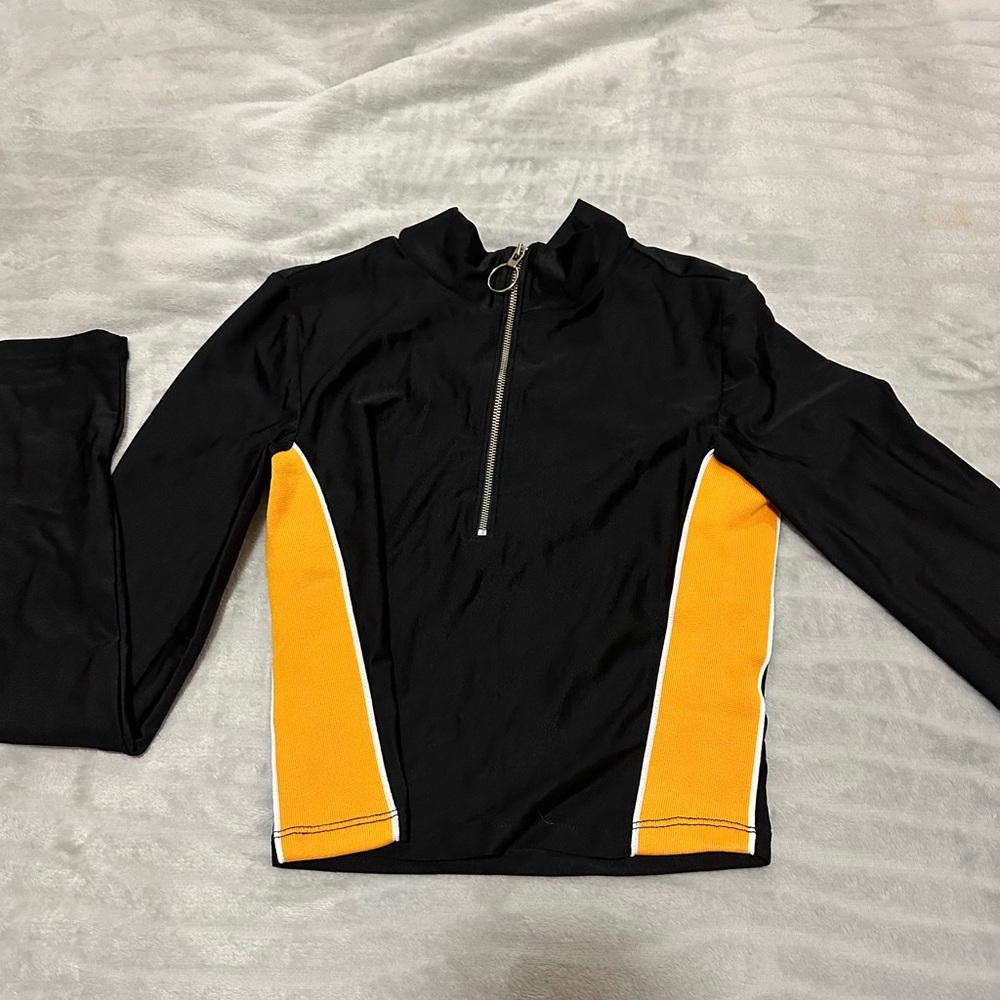 Black and yellow zip up sweater